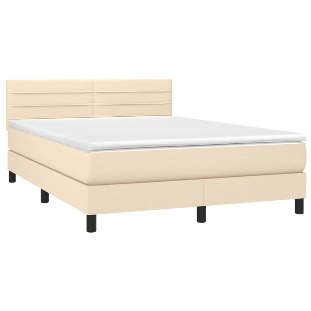 Produktbild för Ramsäng med madrass gräddvit 140x190 cm tyg