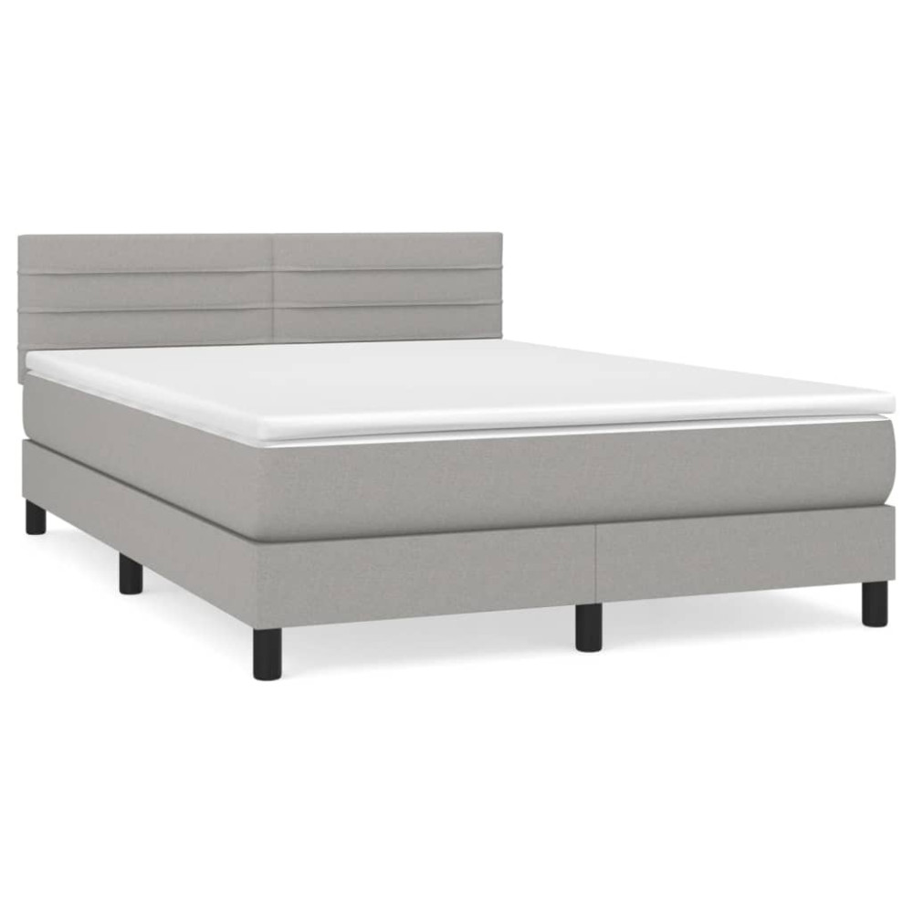 Produktbild för Ramsäng med madrass ljusgrå 140x200 cm tyg