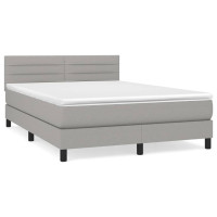 Produktbild för Ramsäng med madrass ljusgrå 140x200 cm tyg