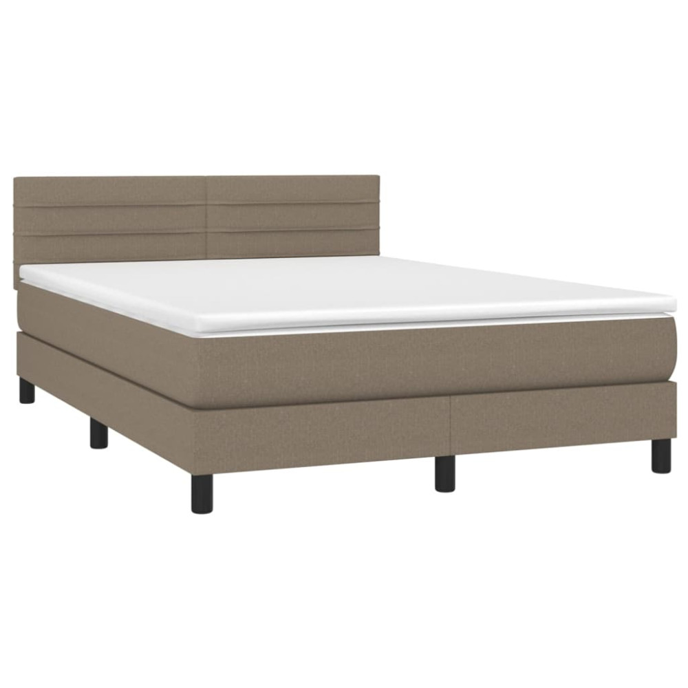 Produktbild för Ramsäng med madrass taupe 140x200 cm tyg