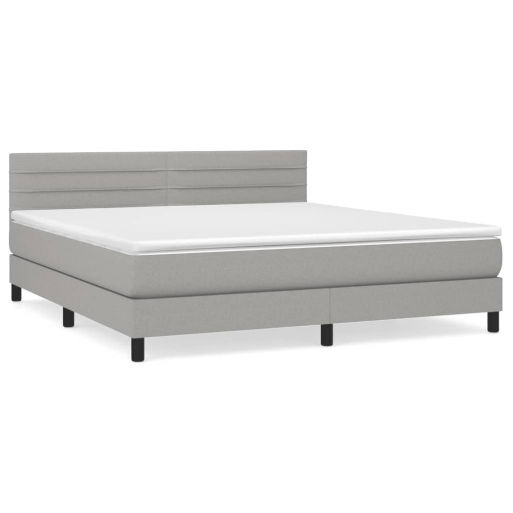 Produktbild för Ramsäng med madrass ljusgrå 160x200 cm tyg