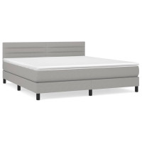 Produktbild för Ramsäng med madrass ljusgrå 160x200 cm tyg