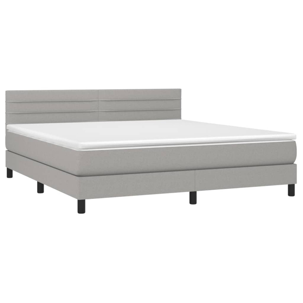 Produktbild för Ramsäng med madrass ljusgrå 160x200 cm tyg