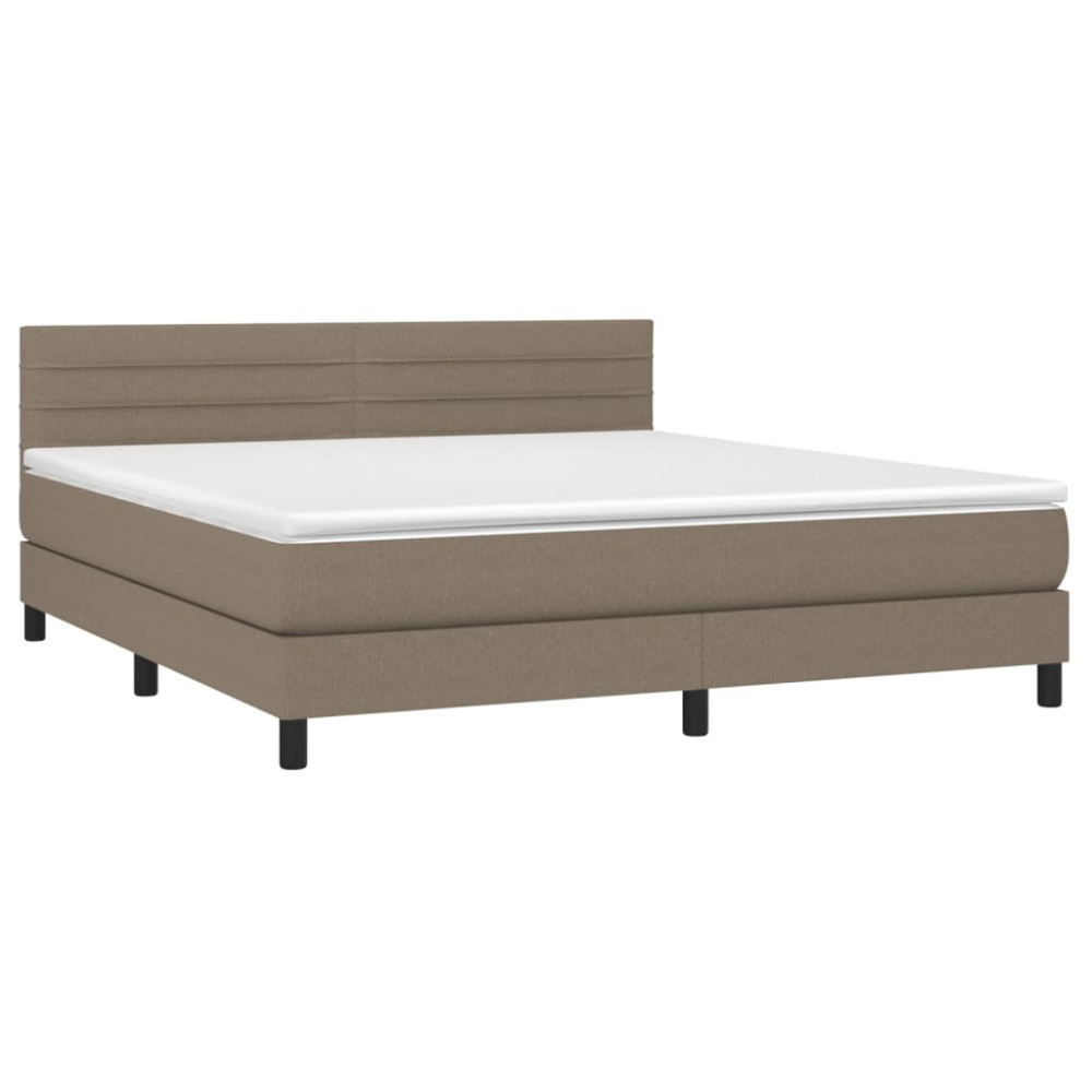 Produktbild för Ramsäng med madrass taupe 160x200 cm tyg
