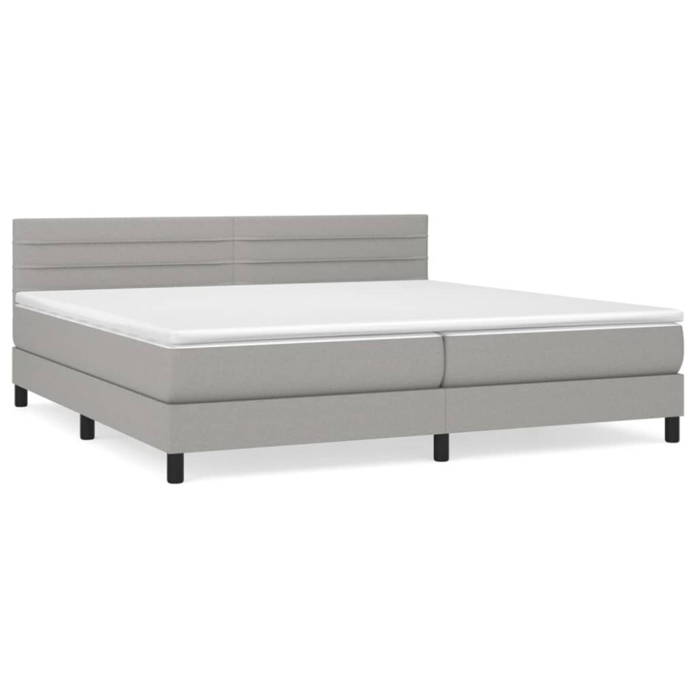 Produktbild för Ramsäng med madrass ljusgrå 200x200 cm tyg