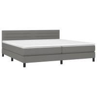 Produktbild för Ramsäng med madrass mörkgrå 200x200 cm tyg