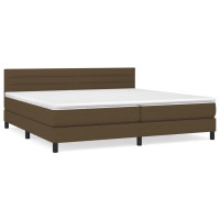 Produktbild för Ramsäng med madrass mörkbrun 200x200 cm tyg