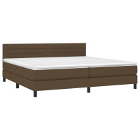 Produktbild för Ramsäng med madrass mörkbrun 200x200 cm tyg