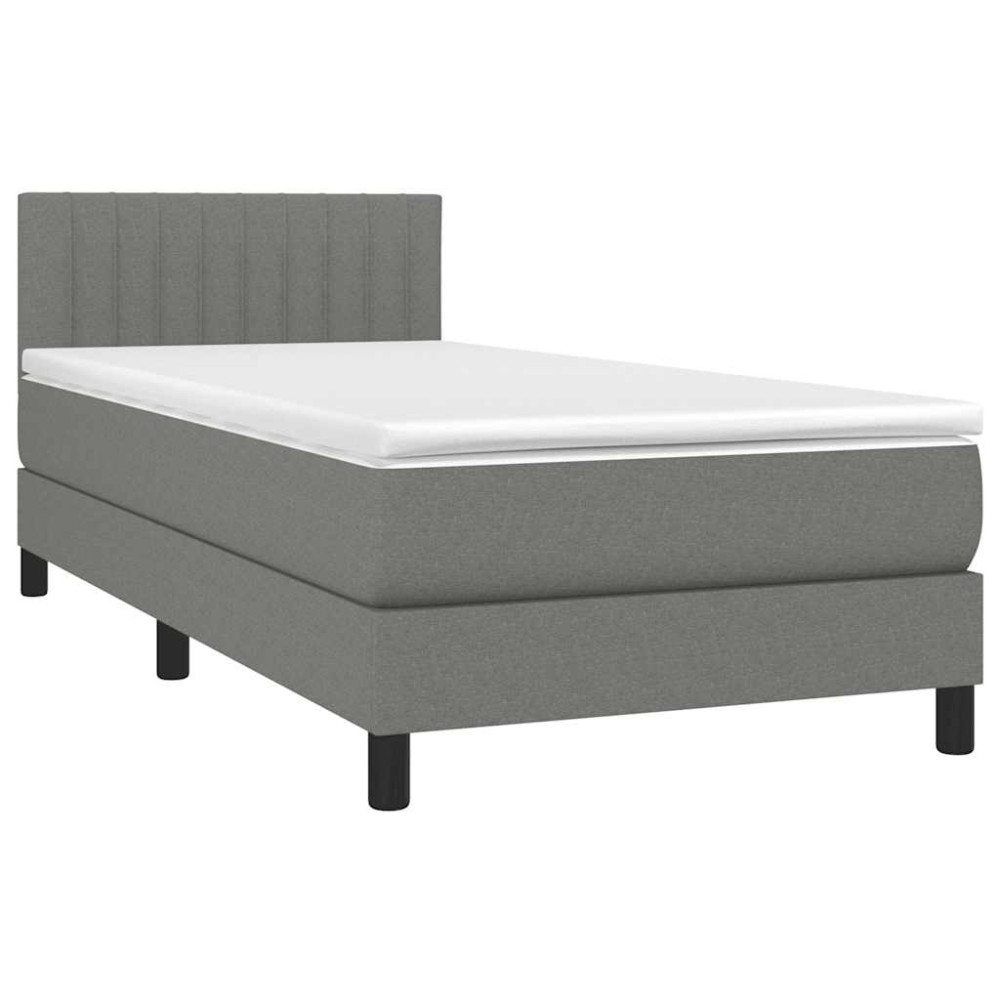 Produktbild för Ramsäng med madrass mörkgrå 80x200 cm tyg