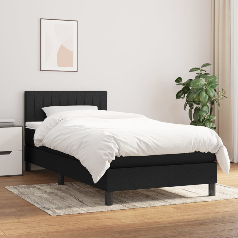 Produktbild för Ramsäng med madrass svart 80x200 cm tyg