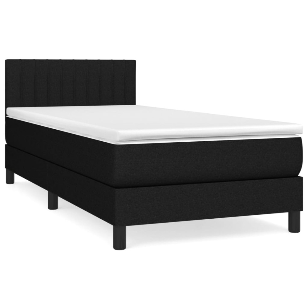 Produktbild för Ramsäng med madrass svart 80x200 cm tyg