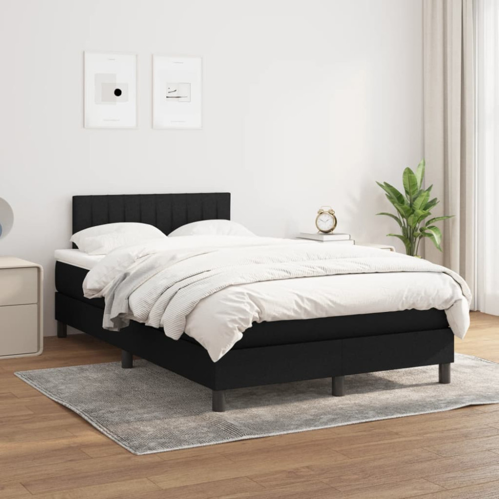 Produktbild för Ramsäng med madrass svart 120x200 cm tyg