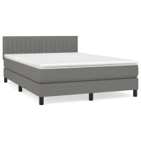Produktbild för Ramsäng med madrass mörkgrå 140x190 cm tyg