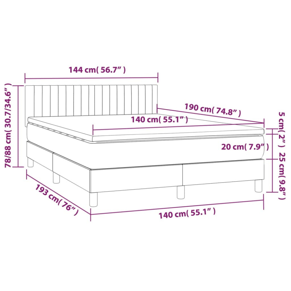 Produktbild för Ramsäng med madrass mörkgrå 140x190 cm tyg