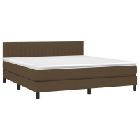 Produktbild för Ramsäng med madrass mörkbrun 160x200 cm tyg