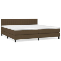 Produktbild för Ramsäng med madrass mörkbrun 200x200 cm tyg