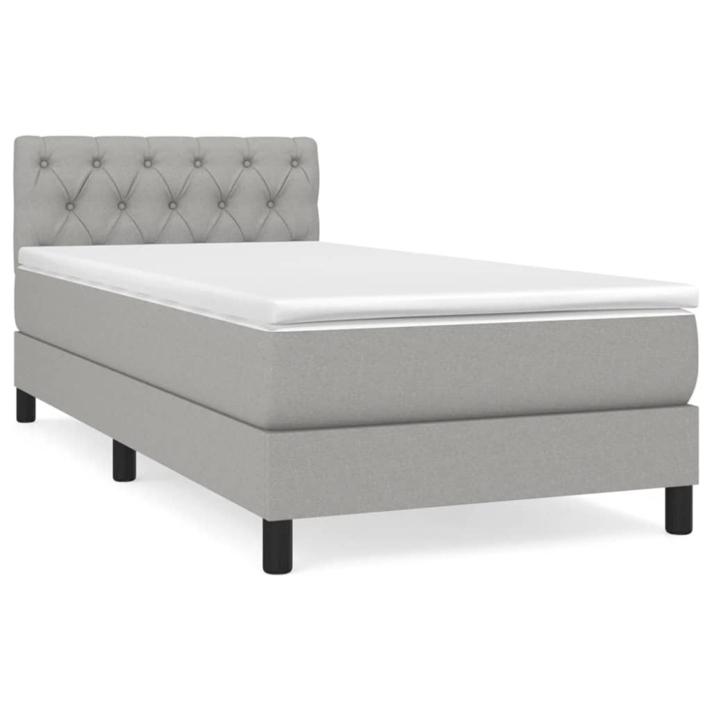 Produktbild för Ramsäng med madrass ljusgrå 80x200 cm tyg