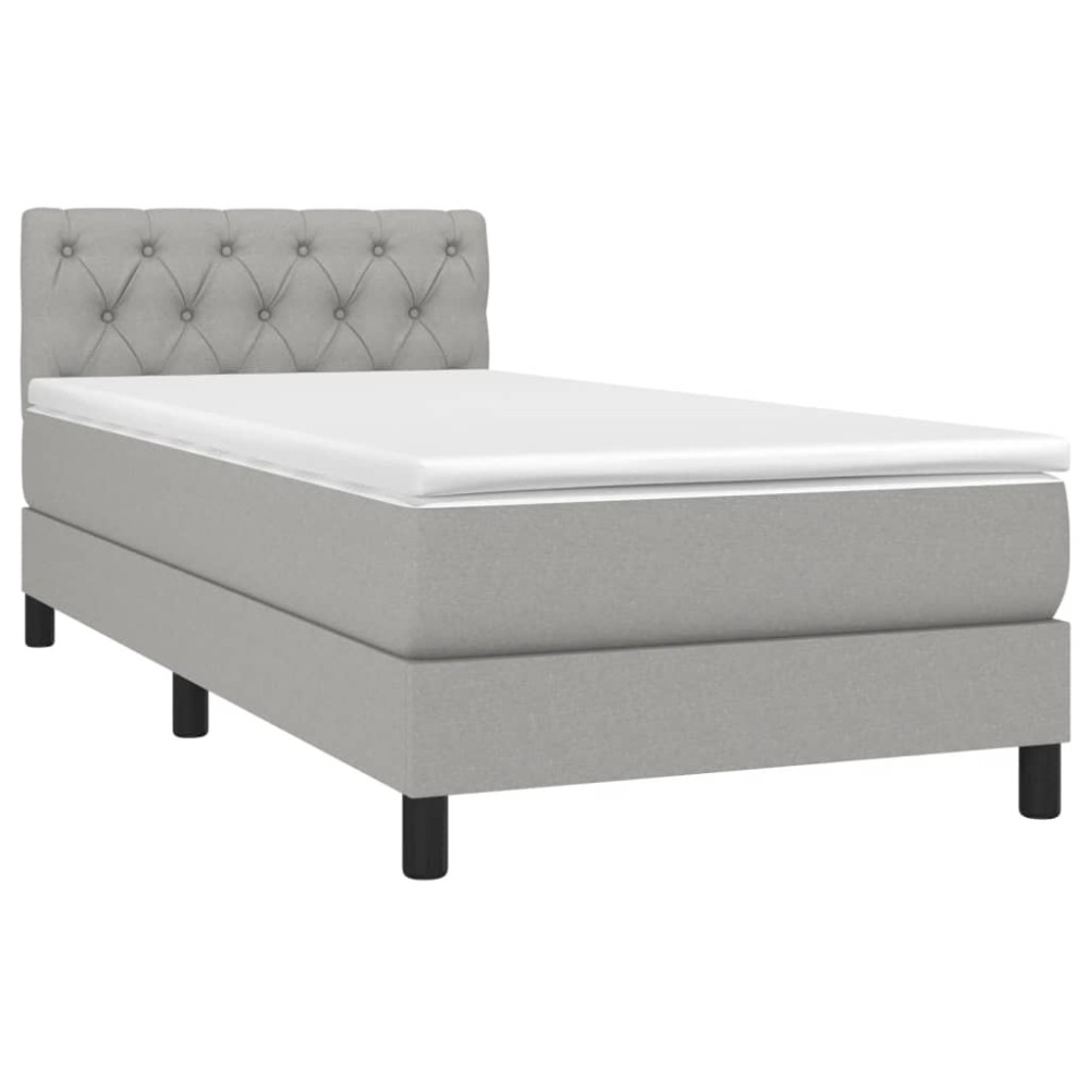 Produktbild för Ramsäng med madrass ljusgrå 80x200 cm tyg
