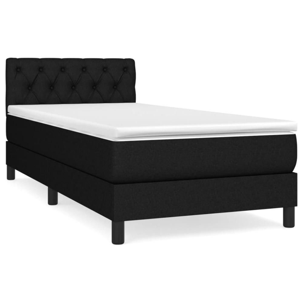 Produktbild för Ramsäng med madrass svart 80x200 cm tyg