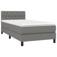 Produktbild för Ramsäng med madrass mörkgrå 90x190 cm tyg