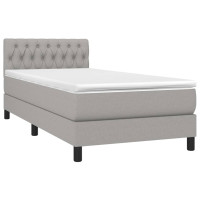 Produktbild för Ramsäng med madrass ljusgrå 90x200 cm tyg
