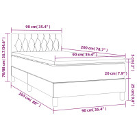 Produktbild för Ramsäng med madrass gräddvit 90x200 cm tyg