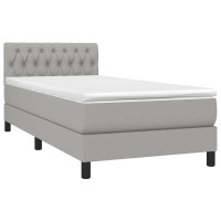 Produktbild för Ramsäng med madrass ljusgrå 100x200 cm tyg