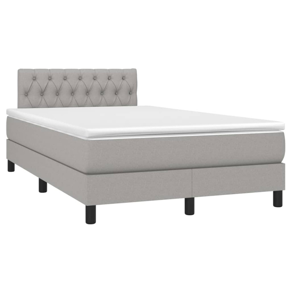 Produktbild för Ramsäng med madrass ljusgrå 120x200 cm tyg