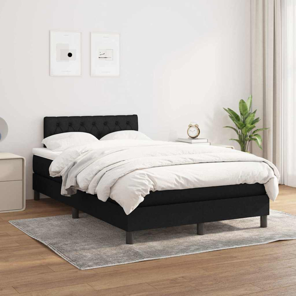 Produktbild för Ramsäng med madrass svart 120x200 cm tyg