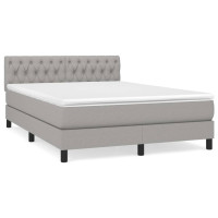 Produktbild för Ramsäng med madrass ljusgrå 140x190 cm tyg