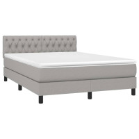 Produktbild för Ramsäng med madrass ljusgrå 140x190 cm tyg