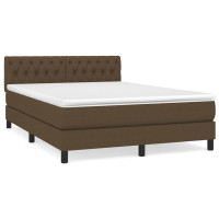 Produktbild för Ramsäng med madrass mörkbrun 140x190 cm tyg