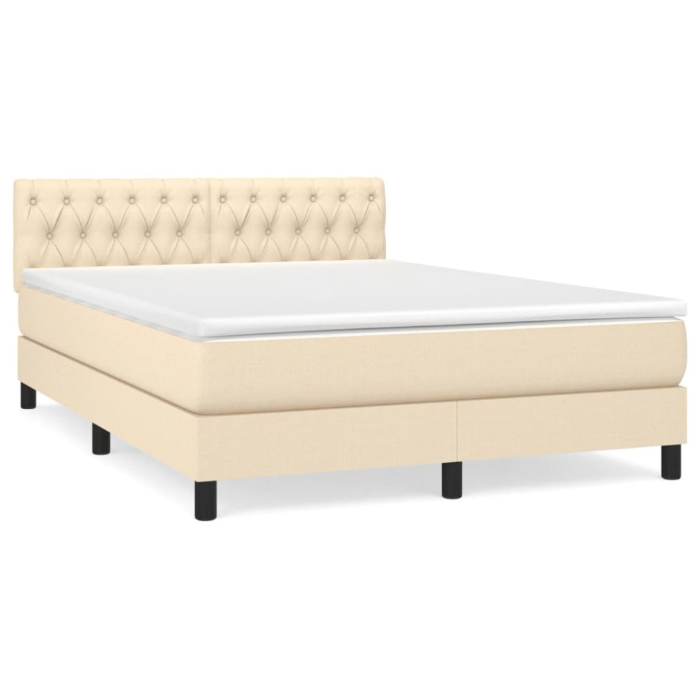 Produktbild för Ramsäng med madrass gräddvit 140x190 cm tyg