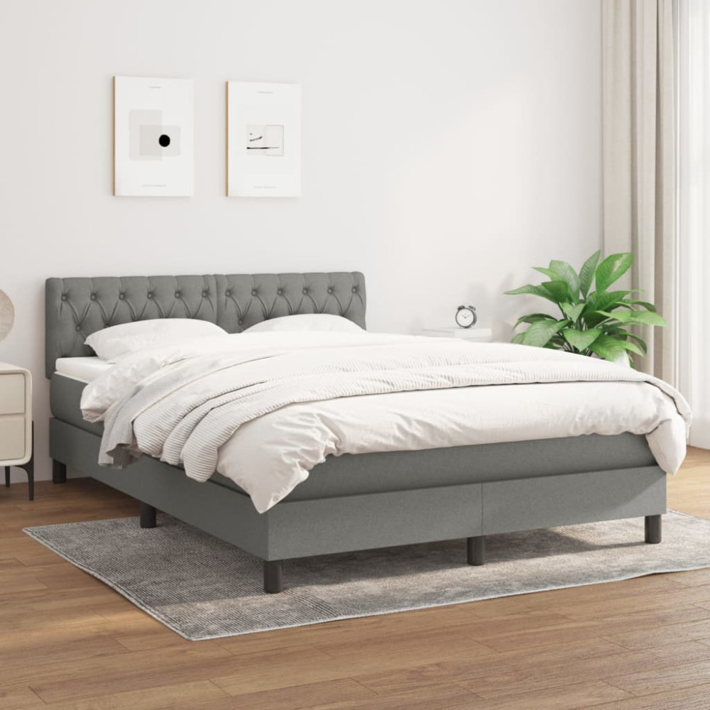 Produktbild för Ramsäng med madrass mörkgrå 140x200 cm tyg