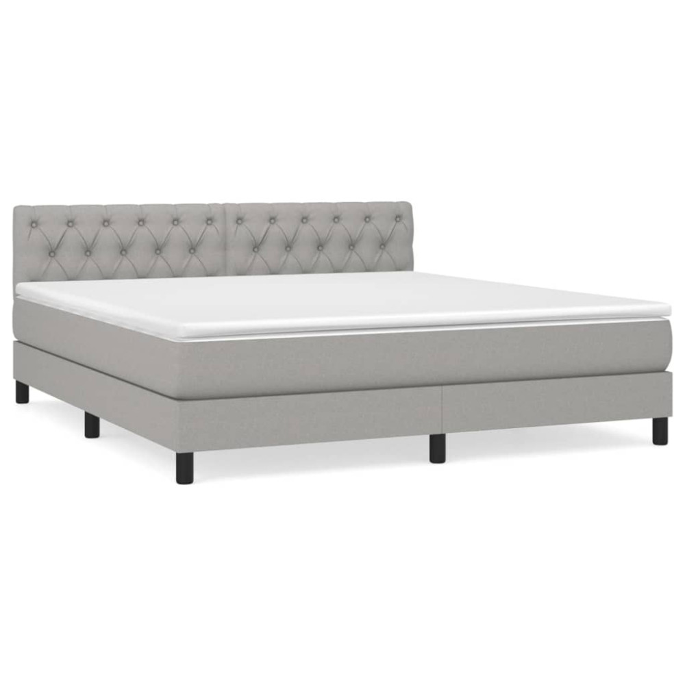 Produktbild för Ramsäng med madrass ljusgrå 160x200 cm tyg