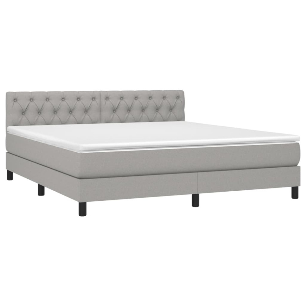 Produktbild för Ramsäng med madrass ljusgrå 160x200 cm tyg