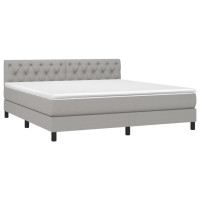 Produktbild för Ramsäng med madrass ljusgrå 160x200 cm tyg