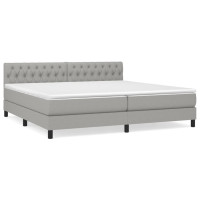 Produktbild för Ramsäng med madrass ljusgrå 200x200 cm tyg