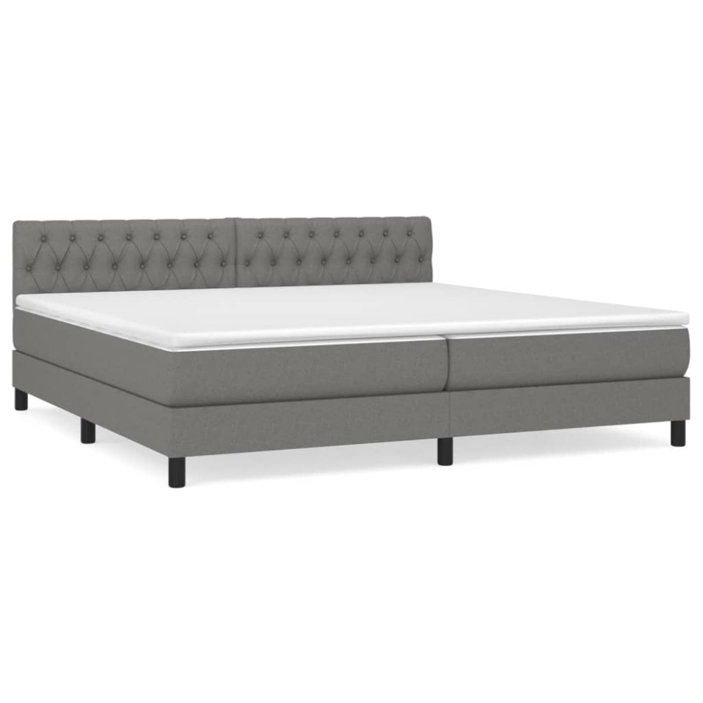 Produktbild för Ramsäng med madrass mörkgrå 200x200 cm tyg