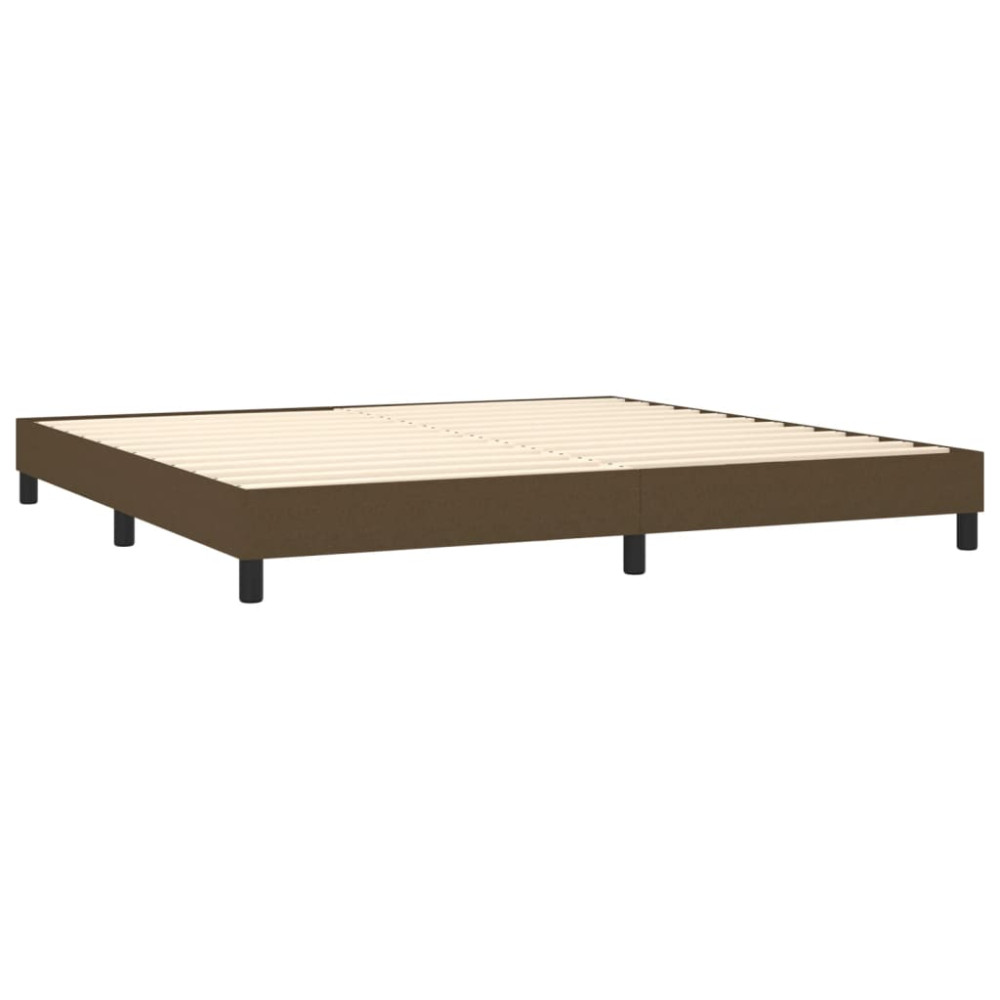 Produktbild för Ramsäng med madrass mörkbrun 200x200 cm tyg