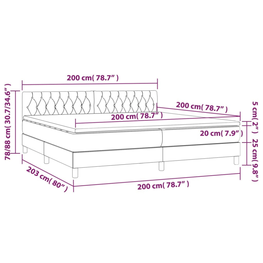 Produktbild för Ramsäng med madrass mörkbrun 200x200 cm tyg
