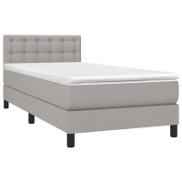 Produktbild för Ramsäng med madrass ljusgrå 80x200 cm tyg