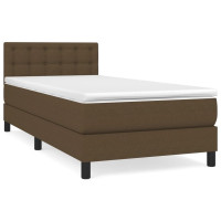 Produktbild för Ramsäng med madrass mörkbrun 90x190 cm tyg