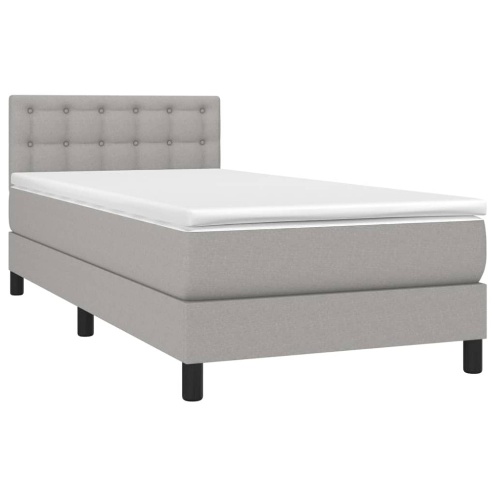 Produktbild för Ramsäng med madrass ljusgrå 100x200 cm tyg