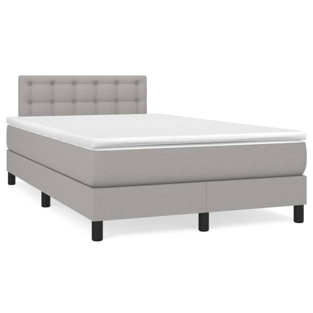 Produktbild för Ramsäng med madrass ljusgrå 120x200 cm tyg