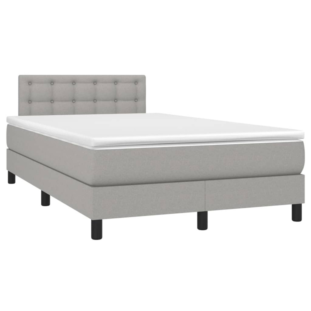 Produktbild för Ramsäng med madrass ljusgrå 120x200 cm tyg