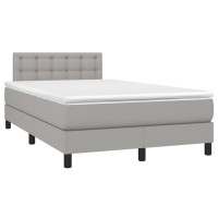 Produktbild för Ramsäng med madrass ljusgrå 120x200 cm tyg