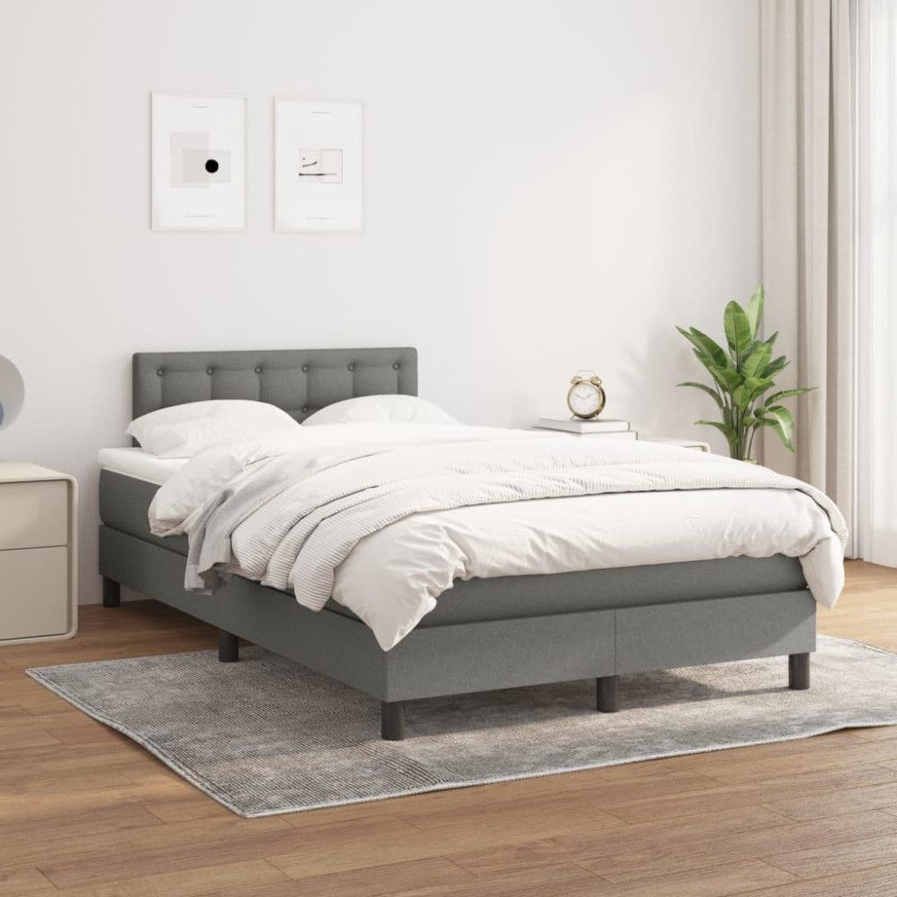 Produktbild för Ramsäng med madrass mörkgrå 120x200 cm tyg