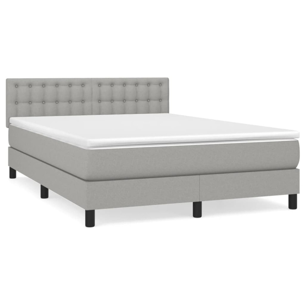 Produktbild för Ramsäng med madrass ljusgrå 140x190 cm tyg