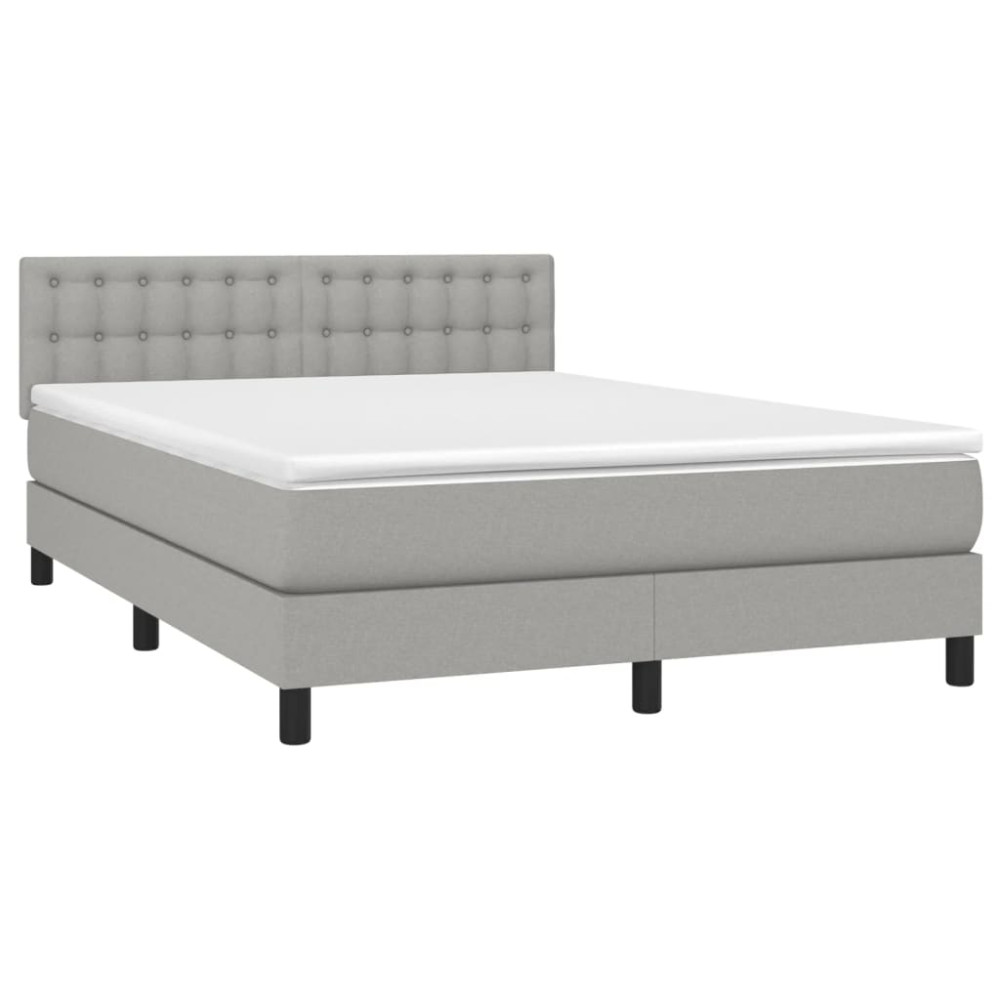 Produktbild för Ramsäng med madrass ljusgrå 140x190 cm tyg